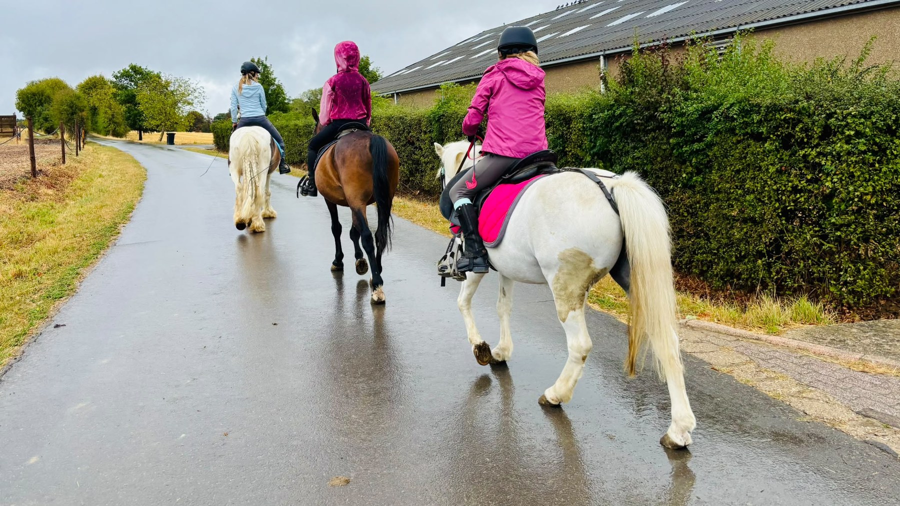 Children riding ponies outdoors in Bettange-sur-Mess